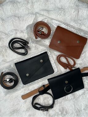 ✨NWT BUNDLE Set of 3 Convertible Belts /Bags / Clutches | Black & Cognac Brown